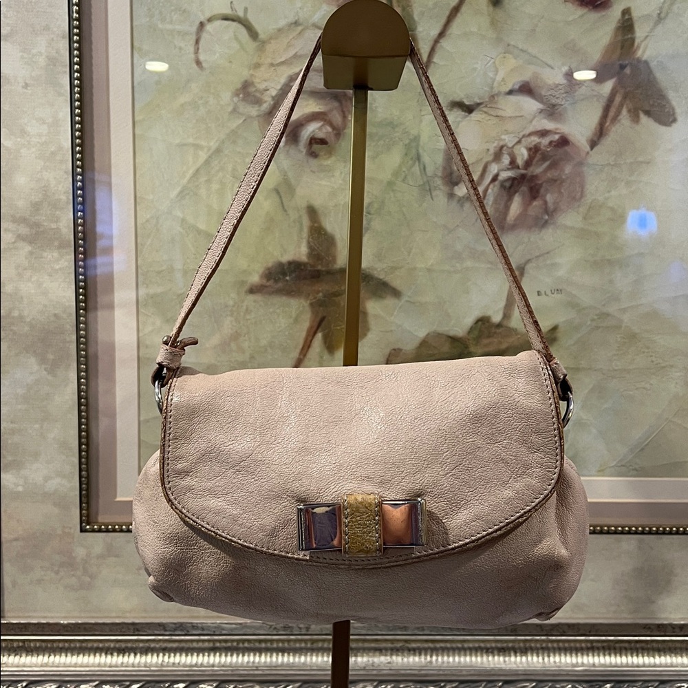 Chloe Lily Leather Shoulder Bag with Bow Accent